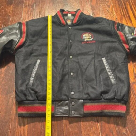 VTG North American Hunting Club Jacket Mens L Black Leather Wool Life Members - Picture 9 of 16